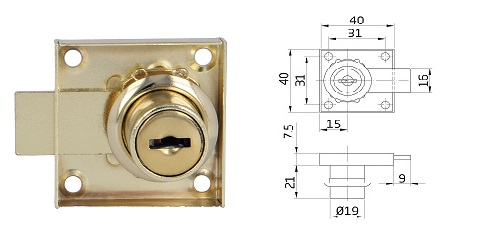 Cerradura Mueble 1a 40x40 Mm Latonado