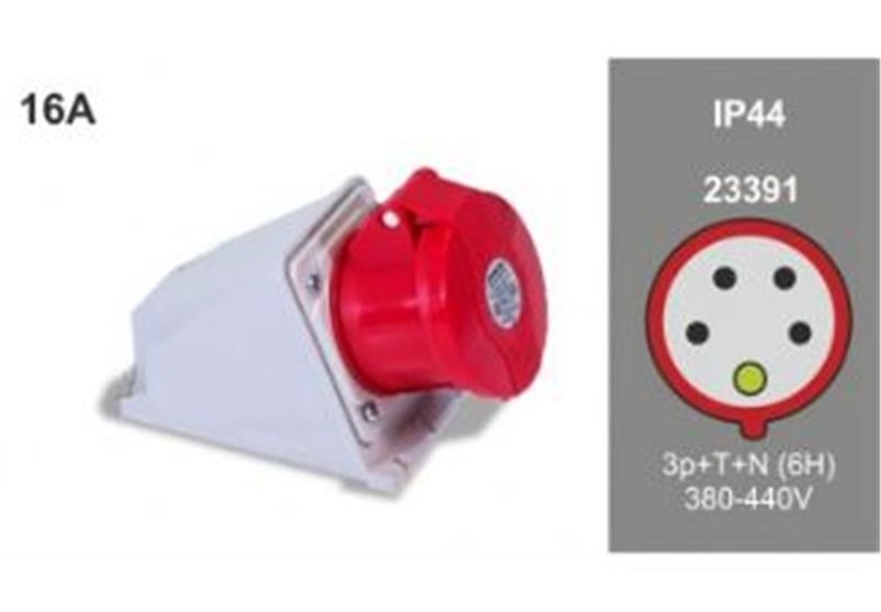base-ip-44-superf-16a-380v-3p-n-t-23391 Base Superficie 3p+n+t 16 A 380v Ip 44 - Imagen 1