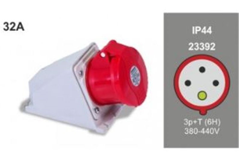 base-ip-44-superf-32a-380v-3p-t-23392 Base Superficie 3p+t 32 A 380v Ip44 - Imagen 1