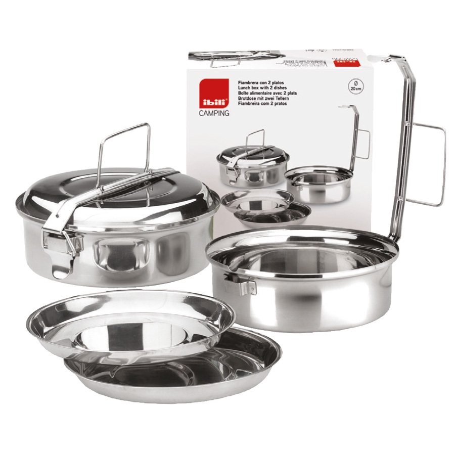 Fiambrera Cilindrica Inox 18 Cm 2 Platos - Imagen 2
