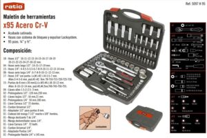 Ratio Maletin Herramientas 95 Pzas.1/4"1/2"cr-v