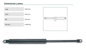 Piston Gas Canape Bcp04 1400n Negro