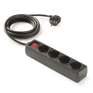 Base Multiple Con Interruptor 4 Tomas 1,5 Mt Negro