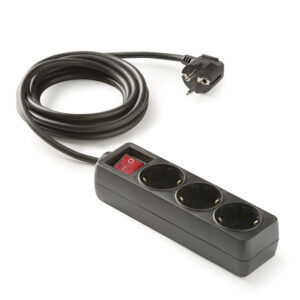 Base Multiple Con Interruptor 3 Tomas 1,5 Mt Negro