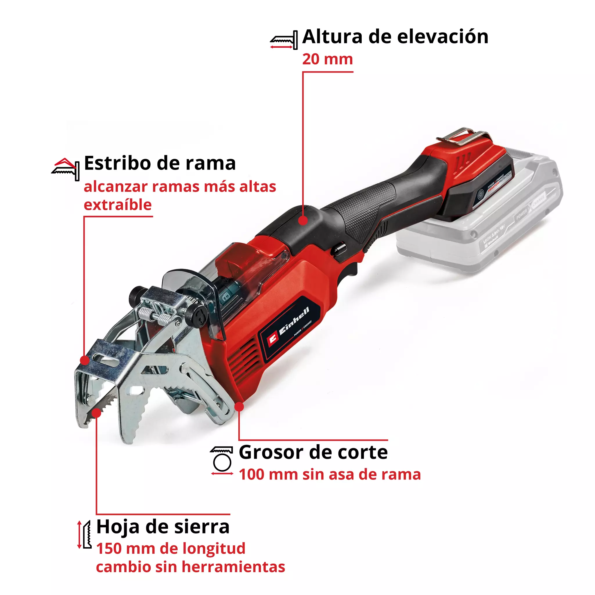 Sierra Sable-podadora Bateria Ge-gs 18/150 Li Sin Bateria Ni Cargador - Imagen 4
