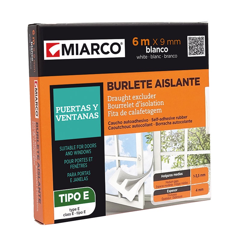 BURLETE ADHESIVO DE CAUCHO  TIPO "E" BLANCO - Imagen 2