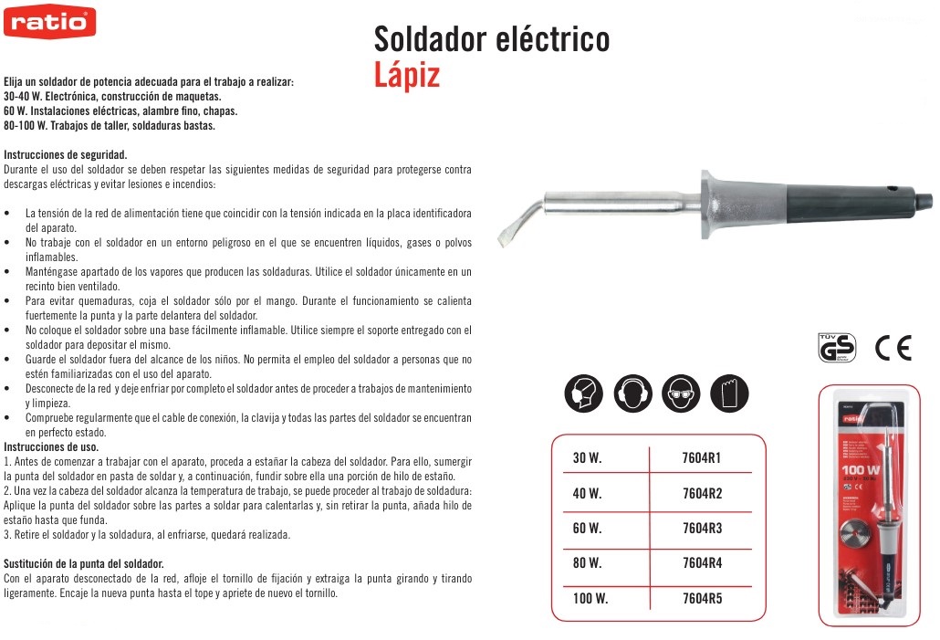 Soldador Lapiz 100w Ce/gs 2 Puntas - Imagen 2