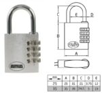 Candado Combinacion 75-35 Aluminio Plata