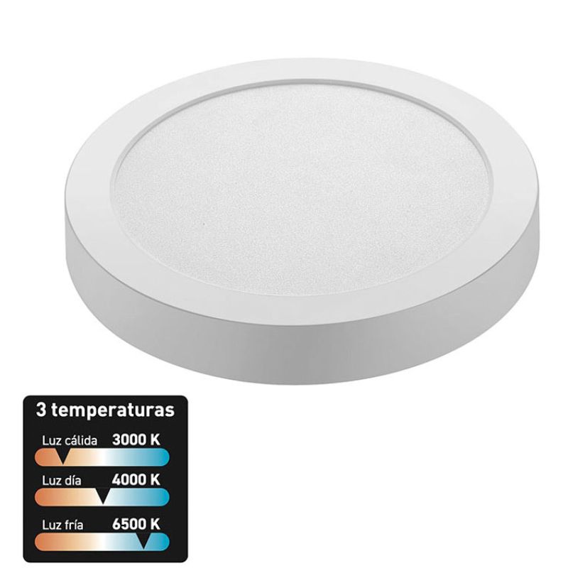 Downlight Led Redondo Superficie Blanco 18w 3cct