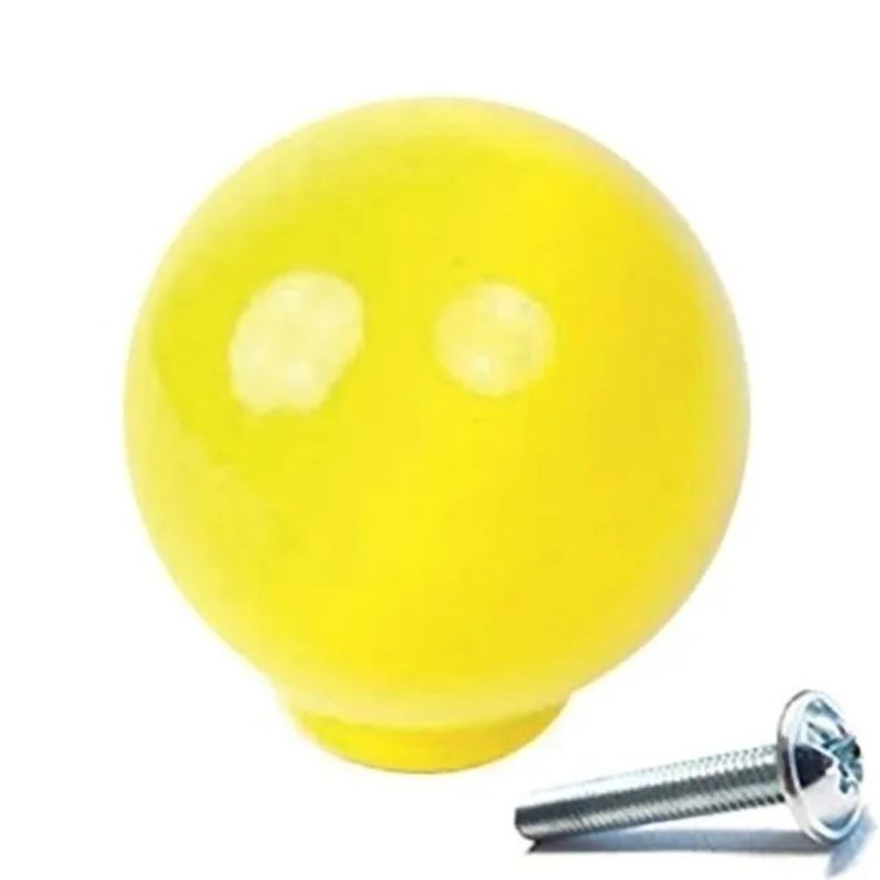 POMO_BOLA_AMARILLO_BRILLANTE Pomo Bola Abs Ø 29mm Amarillo Brillo - Imagen 1