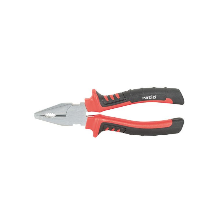 Alicate universal Ratio 160mm Basic con mango rojo y negro