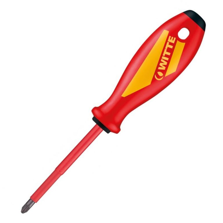 Destornillador Witte VDE PH2 x 100 mm MAXX aislado en color rojo y amarillo