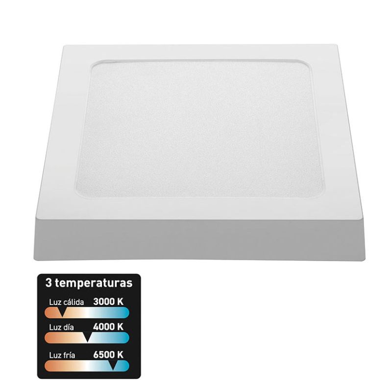 Downlight Led Cuadrado Superficie 18w 3cct.