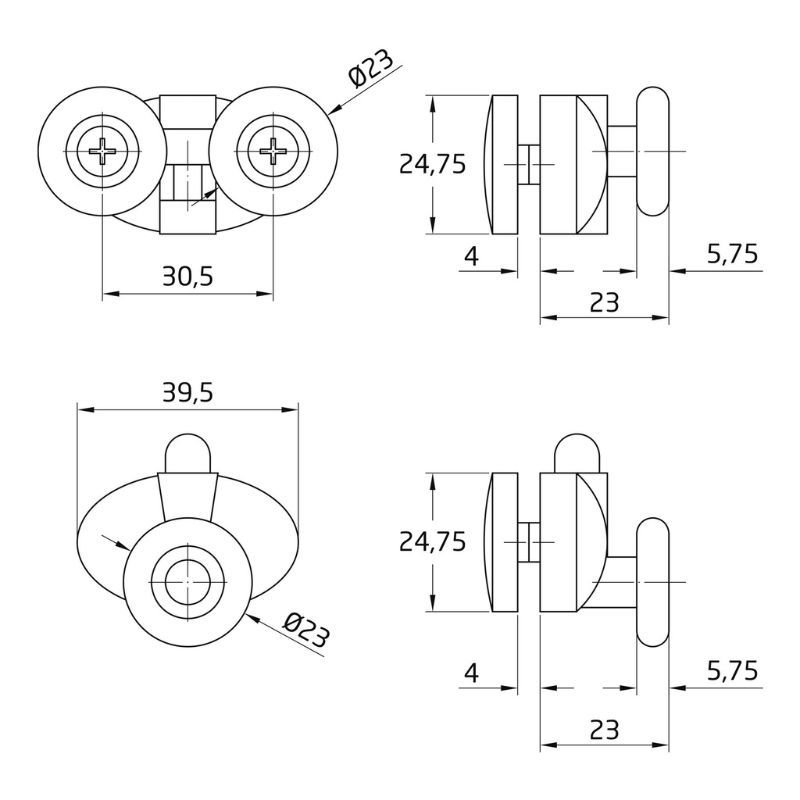 Rodamiento mampara nylon 23 mm para renovar el baño - Imagen 2