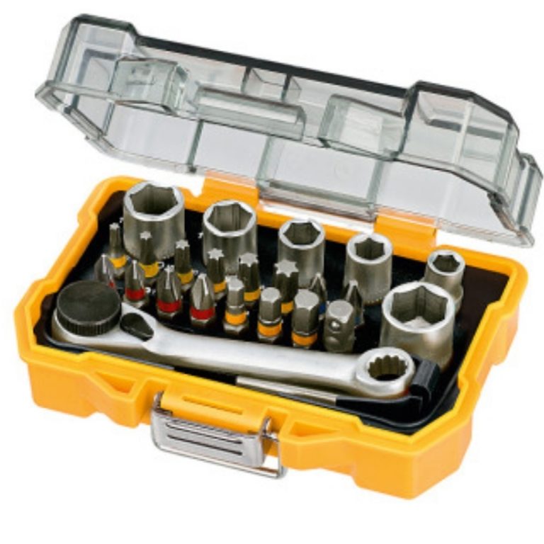 Juego llaves vaso DeWalt DT71516-QZ de 24 piezas con puntas y carraca