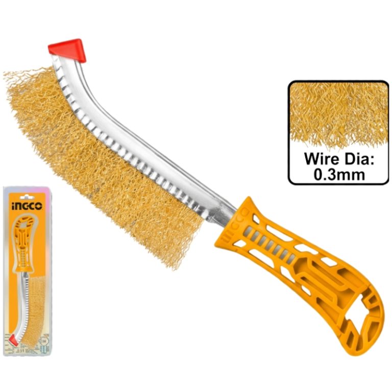 Cepillo alambre manual 250mm INGCO con púas de 0,3 mm y mango amarillo
