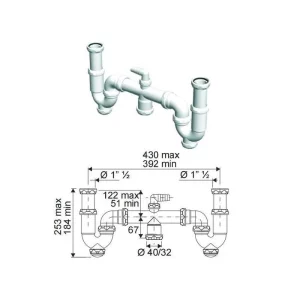 Sifon Curvo Doble Extensible 1 1/2" Mod. I-40