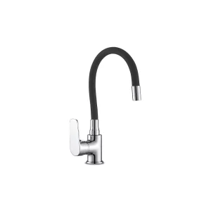 Monomando Fregadero Vertical Caño Alto Flexible Negro Java