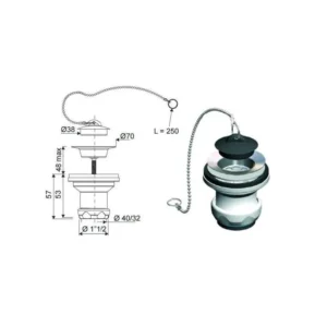 Valvula Lavabo-bidet 1 1/4" X 70