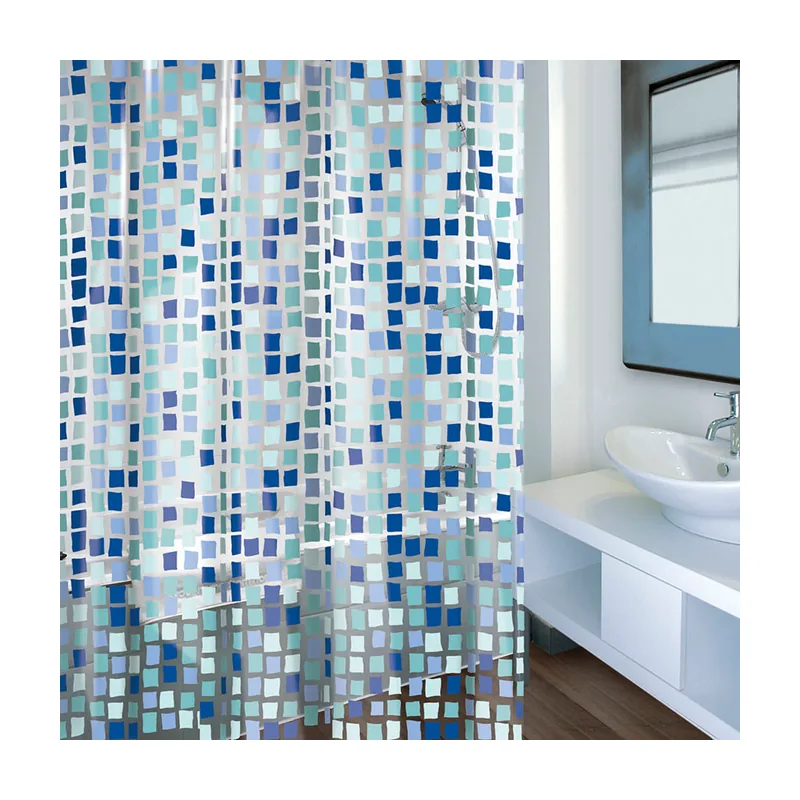 Cortina baño PVC Concept azul para renovar el baño
