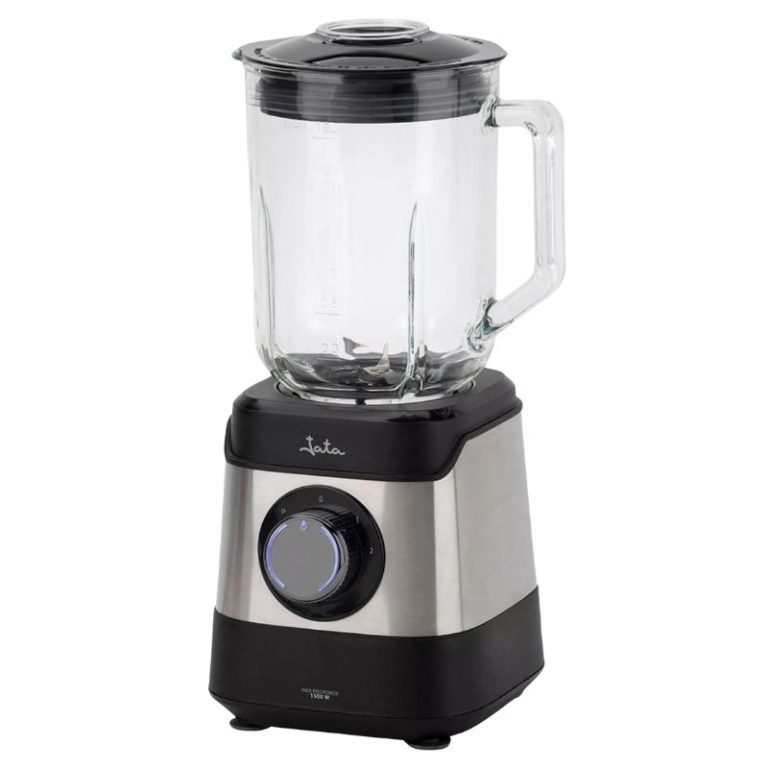 Batidora de vaso cristal con cuerpo de acero inoxidable y jarra graduada