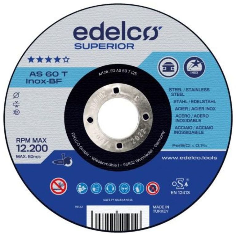 Disco corte inox profesional Edelco Superior 115x1 mm para acero inoxidable