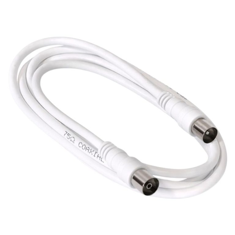 Cable antena tv blanco de 1,5 metros para conexión de televisión