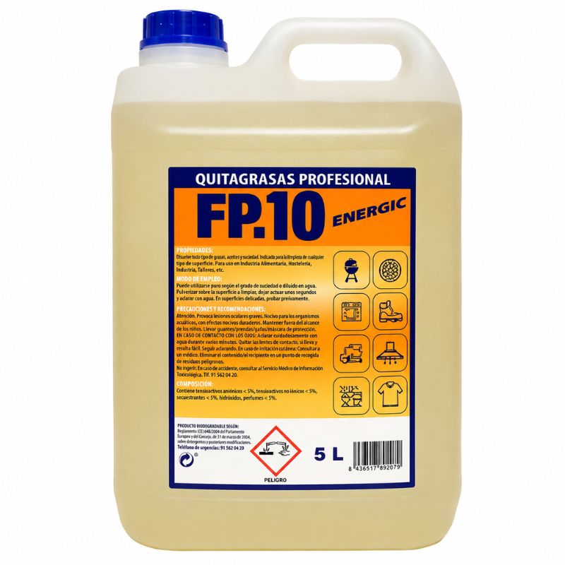 Quitagrasas profesional FP10 Energic en garrafa de 5 litros con tapón azul